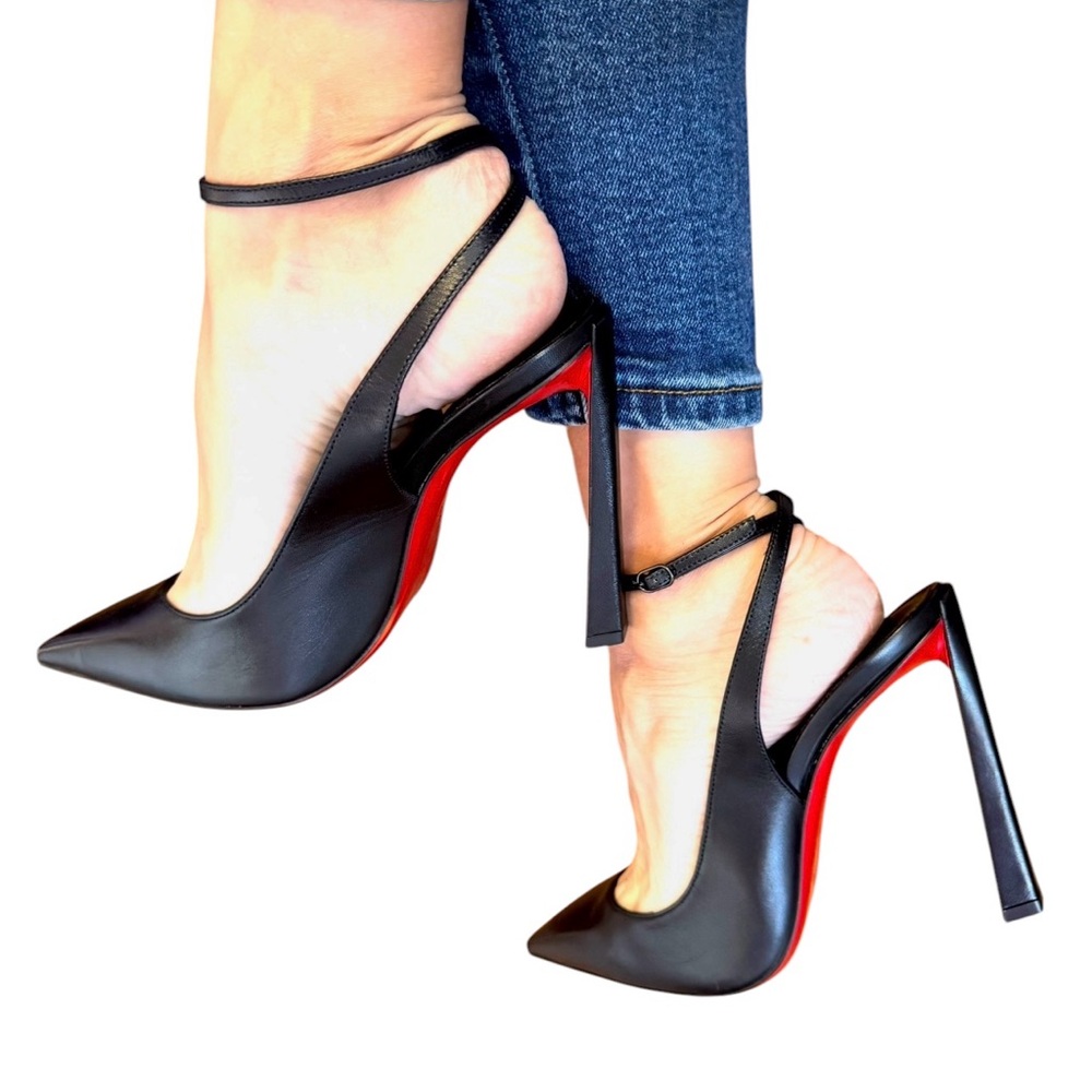 Christian Louboutin black leather Condora slingback pumps 38 EU